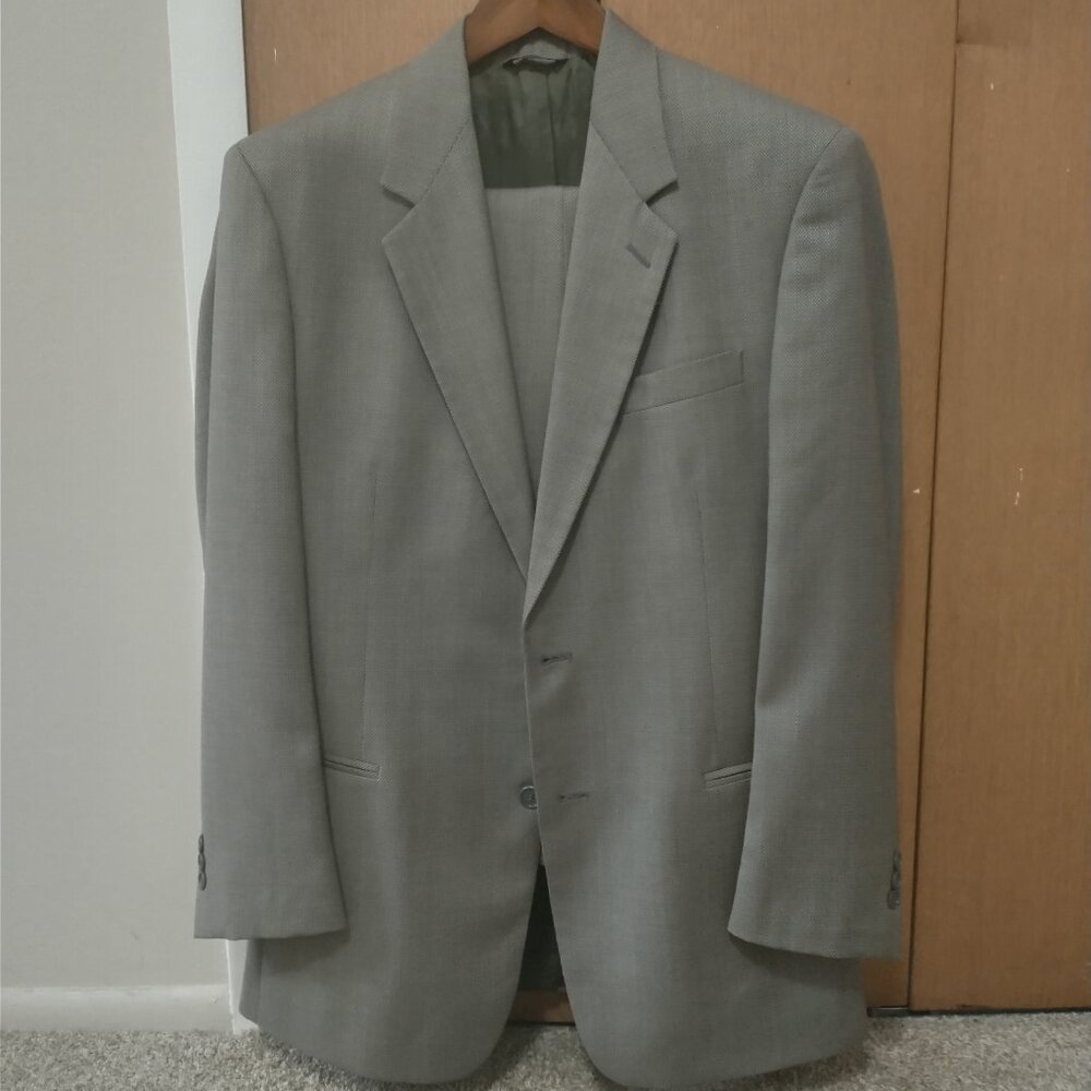 Pierre Cardin 42L Men's 2-piece Green 100% Wool Suit, Made in Italy, w/ Pants